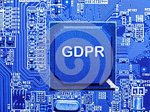 Abstract,close up of Mainboard Electronic computer background. GDPR,General Data Protection Regulation photo