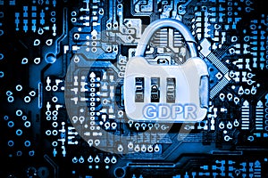 Abstract,close up of Mainboard Electronic computer background. GDPR,General Data Protection Regulation photo