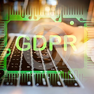 Abstract,close up of Mainboard Electronic computer background. GDPR,General Data Protection Regulation photo