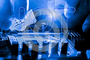 Abstract,close up of Mainboard Electronic computer background,Internet of Things