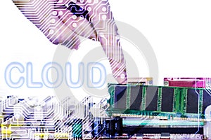 Abstract,close up of Mainboard Electronic computer background. cloud storage cloud ,storage photo