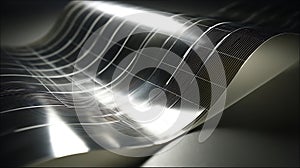 Abstract Close Up of Solar Panel Grid Lines Reflecting Light