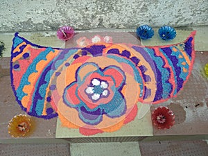 Abstract of close up view of  beautiful colourful rangoli
