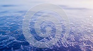 Abstract close-up of intricate ice crystals forming delicate patterns on a blue surface frost texture