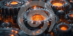 Abstract closeup of cogs and gears in a hig. Concept Abstract Photography, Close-up Shots,