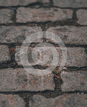 Abstract closeup high angle shot of a brick sidewalk