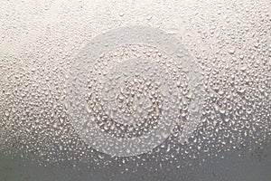 Abstract closeup of morning dew on a white giant puffball