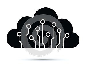 Abstract cloud computer chip icon