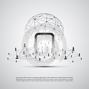 Cloud Computing and Networking Concept, Global Digital Network Connections, Technology Background, Creative Design Template