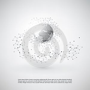 Cloud Computing and Networks Concept with Earth Globe - Global Digital Network Connections, Technology Background, Creative Design