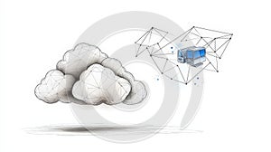 Abstract Cloud Computing Concept with Digital Cloud and Connectivity Network Illustration