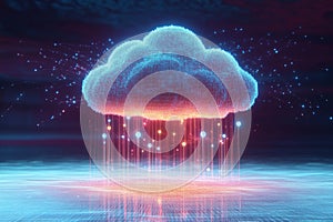 Abstract Cloud Computing Concept Showcasing Data Transmission and Futuristic Network Connectivity