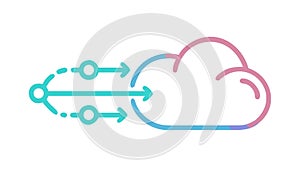 Abstract Cloud Computing: Digital Network Data Flow, vector design Generative AI