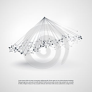 Abstract Cloud Computing and Global Network Connections Concept Design with Transparent Geometric Mesh, Wireframe