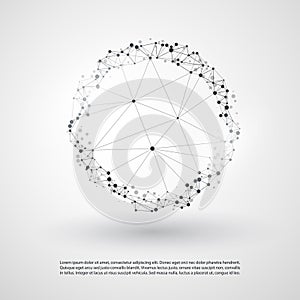 Abstract Cloud Computing and Global Network Connections Concept Design with Transparent Geometric Mesh, Wireframe Ring