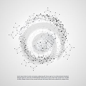 Abstract Cloud Computing and Global Network Connections Concept Design with Transparent Geometric Mesh, Wireframe Ring