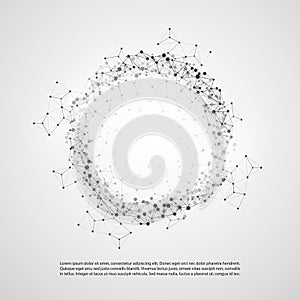 Abstract Cloud Computing and Global Network Connections Concept Design with Transparent Geometric Mesh, Wireframe Ring