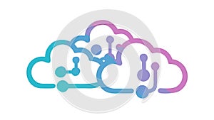 Abstract Cloud Computing Icon with Interconnected Nodes, vector design Generative AI
