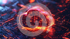 An abstract cloud computing icon in two tones, representing network connectivity, data flow, and digital infrastructure