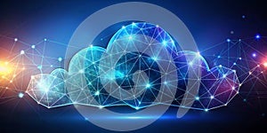 Abstract cloud computing network connection digital data transfer. Generative AI