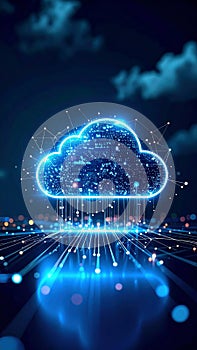 Abstract Cloud Computing Network Connections Data Transfer Artificial Intelligence Background