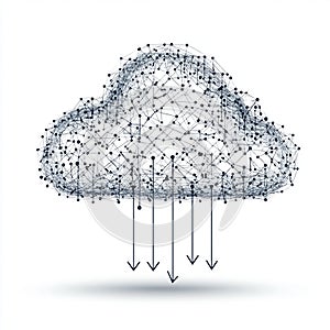 Abstract Cloud Computing Network Data Download Technology Digital Graphic Illustration web mesh lines nodes
