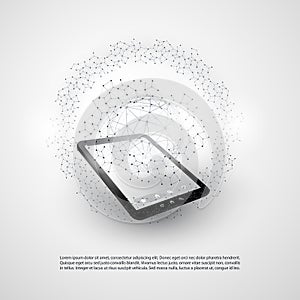 Abstract Cloud Computing and Global Network Connections Concept Design with Tablet PC, Wireless Mobile Device
