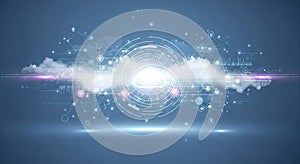 Abstract Cloud Computing Network Technology Futuristic Digital Connection Data Center