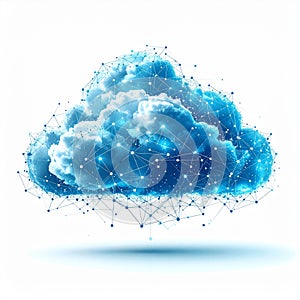 Abstract Cloud Computing Network on White Background Technology Concept