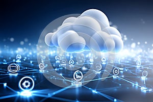 Abstract Cloud Computing Network White Cloud over Blue Digital