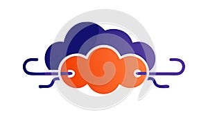 Abstract Cloud Computing with Swirling Data and Colors, Dynamic Network, vector design Generative AI