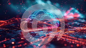 Abstract Cloud Computing Technology on Futuristic Background