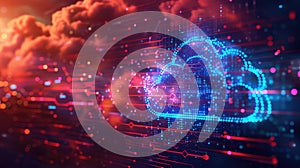 Abstract Cloud Computing Technology on Futuristic Background