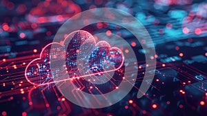 Abstract Cloud Computing Technology on Futuristic Background