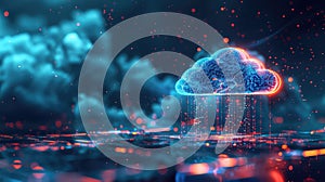 Abstract Cloud Computing Technology on Futuristic Background