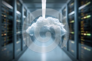 Abstract Cloud Computing Visualization in Server Room