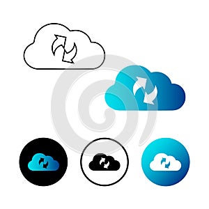 Abstract Cloud Data Synchronization Icon Illustration