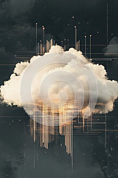 Abstract Cloud with Digital Elements and Futuristic Data Background for Creative Projects