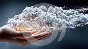 Abstract Cloud Display on Open Hand