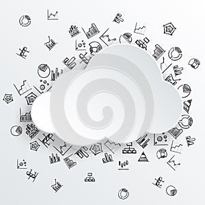 Abstract cloud with hand drawn diagram icons