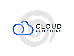 Abstract Cloud Logo. Blue Shape Cloud Computing isolated on White Background. Usable for Business and Technology Logos. Flat Vecto