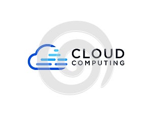 Abstract Cloud Logo. Blue Shape Cloud Computing isolated on White Background. Usable for Business and Technology Logos. Flat Vecto