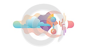 Abstract Cloud Network with Connected Data Nodes, Cloud Computing, vector design Generative AI
