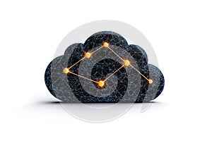 Abstract Cloud Networking Concept with Illuminated Nodes and Connections in a Digital Style