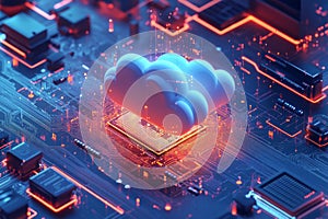 Abstract Cloud Over Microchip Design