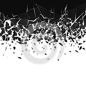 Abstract cloud of pieces and fragments after explosion. Shatter and destruction effect. Vector illustration