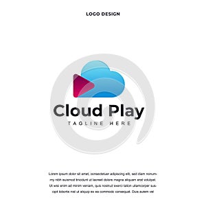 Abstract cloud and play icon logo design