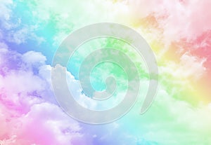 Abstract cloud and sky with a pastel rainbow colored background.