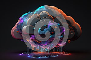 Abstract cloud storage computing, advanced artificial intelligence technology. Generative Ai