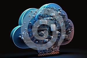 Abstract cloud storage computing, advanced artificial intelligence technology. Generative Ai